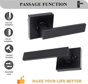 img 2 attached to 🚪 Matte Black Passage Door Handle Set - Reversible for Right & Left Side - 4 Pack