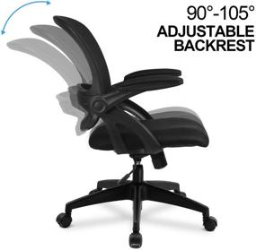 img 1 attached to 🪑 ComHoma Ergonomic Office Chair with Flip Up Armrests, Mid Back Mesh Task Chair, Swivel Base and Smooth Casters - Black