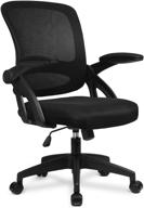 🪑 comhoma ergonomic office chair with flip up armrests, mid back mesh task chair, swivel base and smooth casters - black logo