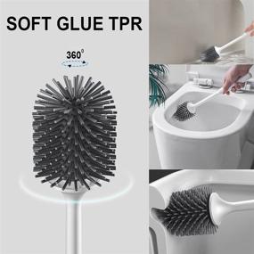 img 1 attached to 🚽 Premium White Silicone Toilet Brush and Holder Set - Soft, No-Scratch Cleaning for Your Bathroom Toilet Bowl