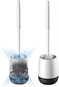 img 4 attached to 🚽 Premium White Silicone Toilet Brush and Holder Set - Soft, No-Scratch Cleaning for Your Bathroom Toilet Bowl