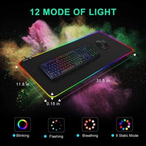 img 3 attached to 🖱️ Великолепный игровой коврик для мыши XL с режимами подсветки - Oiamik RGB коврики для мыши для ПК игр, ноутбука и работы - Большой коврик для клавиатуры и мыши - 800 x 300мм / 31,5 х 11,8 дюйма (Огромный)