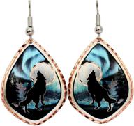 🦅 alaska wildlife earrings: northern lights eagle and wolf jewelry - handmade copper logo