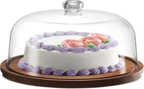 img 4 attached to Godinger Cake Stand and Dome Set - Acaciawood Cake Plate Server Platter with Shatterproof Acrylic Lid