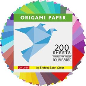 img 1 attached to 🔹 Beginner's Origami Paper Kit - 200 Sheets - 20 Colors - Double Sided 6 Inch Square Easy Fold Paper