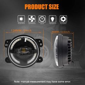 img 3 attached to 🚘 4 Inch LED Fog Lights with White DRL Halo Ring and Led Chip, Compatible with Jeep Wrangler Unlimited JK 2007-2018, Ideal for Driving Off-Road Fog Light