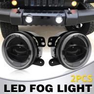 🚘 4 inch led fog lights with white drl halo ring and led chip, compatible with jeep wrangler unlimited jk 2007-2018, ideal for driving off-road fog light logo