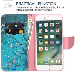 img 3 attached to 📱 JanCalm iPhone 8 Plus/7 Plus Wallet Case with Card/Cash Slots, Side Pocket, Wrist Strap & Kickstand - Plum Blossom Design with Crystal Pen