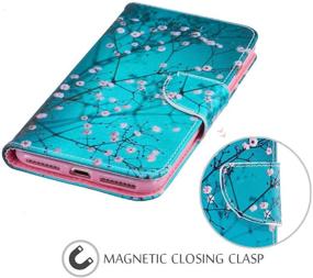 img 1 attached to 📱 JanCalm iPhone 8 Plus/7 Plus Wallet Case with Card/Cash Slots, Side Pocket, Wrist Strap & Kickstand - Plum Blossom Design with Crystal Pen