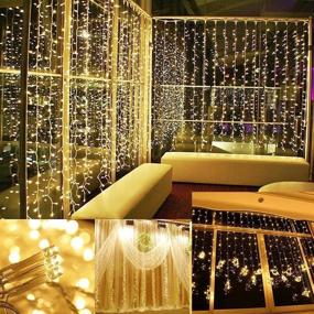 img 2 attached to 600 LED Curtain Lights: 19.6x9.8 Foot String Lights with 8 Modes and Memory Function - Waterproof Window Fairy Lights for Wedding, Party, Halloween, Christmas Decoration (Warm White)