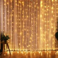 600 led curtain lights: 19.6x9.8 foot string lights with 8 modes and memory function - waterproof window fairy lights for wedding, party, halloween, christmas decoration (warm white) логотип