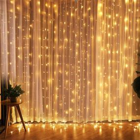 img 4 attached to 600 LED Curtain Lights: 19.6x9.8 Foot String Lights with 8 Modes and Memory Function - Waterproof Window Fairy Lights for Wedding, Party, Halloween, Christmas Decoration (Warm White)