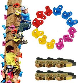 img 4 attached to 🧗 Premkid Ninja Tree Climbing Kit: 12pc Rock Climbing Holds with 6 Ratchet Straps for Kids' Outdoor Ninja Warrior Training