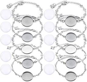 img 4 attached to 10Pcs Bracelet Bezel Settings for Jewelry Making - 20mm Steel Color Bezel Base Round Cabochon Tray Blanks for Bangles and Bracelets, Including 10Pcs Clear Glass Cabochons