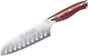 img 1 attached to 🔪 Высокопроизводительный нож Santoku от Ergo Chef с полостью и рукояткой из G10 - серия Crimson.