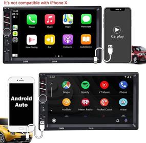 img 1 attached to 🚗 Binize Apple CarPlay & Android Auto Double Din Car Stereo Receiver: 7" Touchscreen MP5 Player with Mirrorlink, Bluetooth, AM/FM, Rear View Input, Steering Wheel Control, USB/Remote