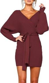 img 4 attached to Zonsaoja Sweater Bodycon Knitted Dresses