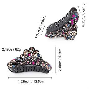 img 3 attached to 💪 ARFINNE Extra Large Claw Clips for Thick Hair - 5 Inch Plastic Jaw Clip in Black with Colored Rhinestone - Strong Hold for Women with Long Hair - Jumbo Claw for Enhanced Style