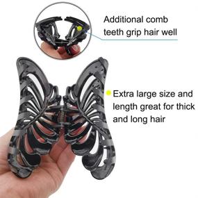 img 1 attached to 💪 ARFINNE Extra Large Claw Clips for Thick Hair - 5 Inch Plastic Jaw Clip in Black with Colored Rhinestone - Strong Hold for Women with Long Hair - Jumbo Claw for Enhanced Style