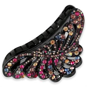 img 4 attached to 💪 ARFINNE Extra Large Claw Clips for Thick Hair - 5 Inch Plastic Jaw Clip in Black with Colored Rhinestone - Strong Hold for Women with Long Hair - Jumbo Claw for Enhanced Style