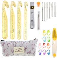 koknit extra large crochet hook set: 15mm, 18mm, 20mm, 25mm sizes with 9-piece needle set and unique case - perfect for blanket shawl rug rags logo