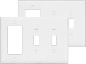 img 4 attached to 🔌 2 Pack BESTTEN 3-Gang Combination Wall Plate: Unbreakable Polycarbonate Outlet and Switch Cover, UL Listed, White