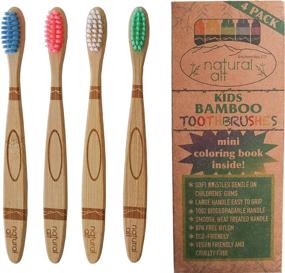 img 4 attached to Natural Alt Kids Bamboo Toothbrush Crayon - Eco Friendly, 🌿 Children Size, Soft Non BPA Bristles - Educational Bonus (4 Pack)