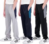 👖 real essentials 3 pack: boys' tricot open bottom fleece-lined sweatpants with pockets - warm, comfortable, and stylish bottoms for boys logo