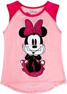 🎀 pastel pink disney minnie mouse youth girl's front back tank top raglan shirt logo