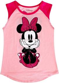 img 2 attached to 🎀 Pastel Pink Disney Minnie Mouse Youth Girl's Front Back Tank Top Raglan Shirt