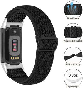 img 1 attached to 🔗 Упругая оплетенная резинка, совместимая с Fitbit Charge 5 - Заменяемый спортивный ремешок для женщин и мужчин