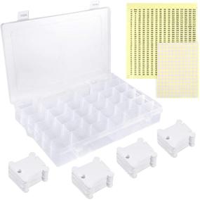 img 4 attached to 🧵 Caydo 36 Grids Plastic Embroidery Floss Cross Stitch Organizer Box with 124 Hard Plastic Floss Bobbins, 552 Floss Number Stickers, and 165 Blank Stickers - The Ultimate Full Set for Organizing your Cross Stitch Supplies