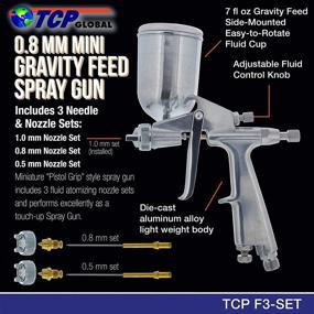 img 3 attached to 🎨 TCP Global Mini Gravity Feed Spray Gun with Needle & Nozzle Set (.8mm, .5mm, and 1.0mm) and Side Mounted Rotating Cup