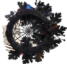 img 2 attached to 🎃 Spook-tacular Skeleton Wreath: Thrilling Halloween Decor with LED Lights & Spider Web - 18Inch Diameter