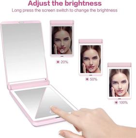 img 1 attached to 💄 Wobsion Lighted Compact Mirror - Rechargeable Travel Makeup Mirror with 1x/3x Magnification and 300° Flip Folding, Portable and Dimmable, Handheld Mirror with 2-Sided Magnetic Switch - Perfect Gifts for Girls