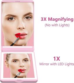 img 2 attached to 💄 Wobsion Lighted Compact Mirror - Rechargeable Travel Makeup Mirror with 1x/3x Magnification and 300° Flip Folding, Portable and Dimmable, Handheld Mirror with 2-Sided Magnetic Switch - Perfect Gifts for Girls