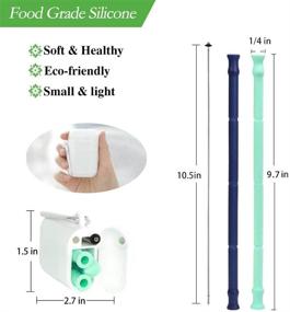img 2 attached to 🌿 Yoocaa Reusable Metal Straws - 2 Pack with Carrying Case and Cleaning Brush, BPA Free, Navy Blue & Green – Eco-Friendly Alternative