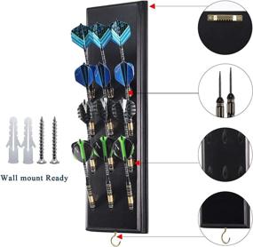 img 2 attached to 🎯 Ultimate Darts Caddy: Wall Mounted Holder/Stand with Metal Hook, Accessory Storage Bag - Display 12 Sets of Steel/Soft Tip Darts