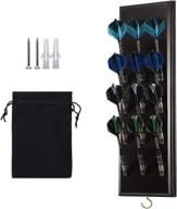 🎯 ultimate darts caddy: wall mounted holder/stand with metal hook, accessory storage bag - display 12 sets of steel/soft tip darts логотип