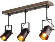 🔦 lnc adjustable track lighting fixture: farmhouse 3-head ceiling spotlight for kitchen, dining & living room, foyer and cloakroom - wall, wood & black" logo