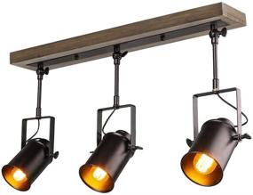 img 4 attached to 🔦 LNC Adjustable Track Lighting Fixture: Farmhouse 3-Head Ceiling Spotlight for Kitchen, Dining & Living Room, Foyer and Cloakroom - Wall, Wood & Black"