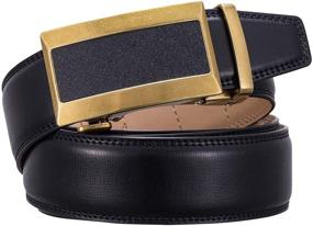 img 3 attached to 👔 Adjustable Leather Automatic Men's Belt - Sophisticated Ratchet Accessories