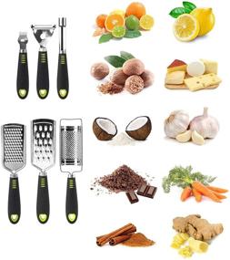 img 1 attached to Yarlung 6-piece Cheese Grater Lemon Zester Peeler Set, Stainless Steel Blade Slicer Handheld Kitchen Utensils for Vegetables, Chocolate, Ginger, Garlic, Nutmeg