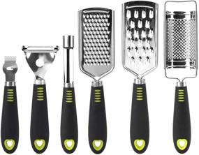 img 4 attached to Yarlung 6-piece Cheese Grater Lemon Zester Peeler Set, Stainless Steel Blade Slicer Handheld Kitchen Utensils for Vegetables, Chocolate, Ginger, Garlic, Nutmeg