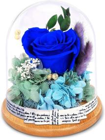 img 4 attached to 🌹 Eternal Blue Real Rose Gift for Women - KING DOO Preserved Rose. Perfect for Mom, Grandma, Wife. Ideal for Thanksgiving & Christmas