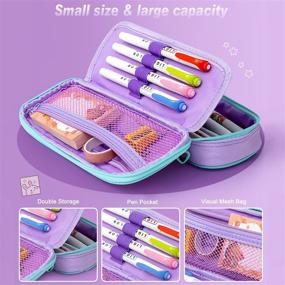 img 2 attached to 🦄 Cute Unicorn Pencil Case for Girls - Colored Pencil Pouch with Zipper and Kawaii Keychain Accessories - High School, College Essentials & Aesthetic School Supplies