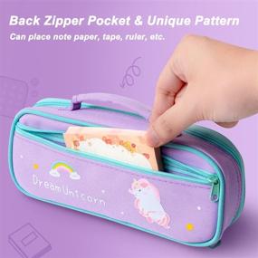 img 1 attached to 🦄 Cute Unicorn Pencil Case for Girls - Colored Pencil Pouch with Zipper and Kawaii Keychain Accessories - High School, College Essentials & Aesthetic School Supplies