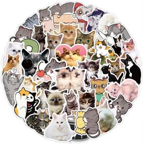 img 2 attached to Set of 50 Cute Cat Vinyl Stickers | Waterproof Decals for Water Bottles, Laptop, Bike, Refrigerator, Luggage, Phone, Skateboard, and More