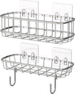 maximize bathroom space with simple houseware 2-tier wall mounted adhesive shower caddy shelf organizer w/ hooks, chrome логотип