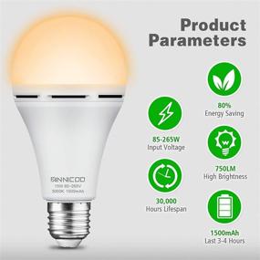 img 3 attached to 💡 Rechargeable LED Emergency Light Bulb - Battery Operated, 1500MAh, 3000K, 15W (80W Equivalent), with Hook - Ideal for Home Power Outages